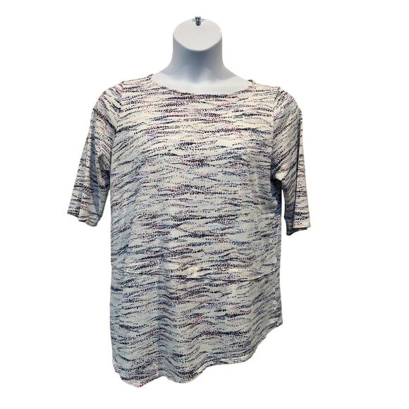 Pure J.Jill Top White Asymmetric Hem Half Sleeve Tunic Tee White Measures Large - Picture 1 of 13